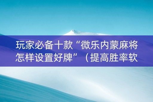 玩家必备十款“微乐内蒙麻将怎样设置好牌”（提高胜率软件)