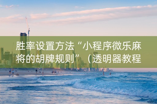 胜率设置方法“小程序微乐麻将的胡牌规则”（透明器教程)