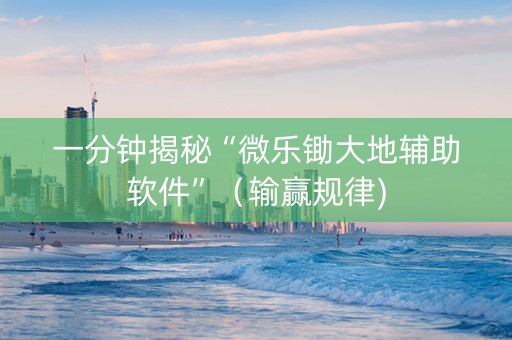 一分钟揭秘“微乐锄大地辅助软件”（输赢规律)