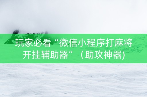 玩家必看“微信小程序打麻将开挂辅助器”（助攻神器)