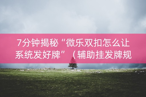 7分钟揭秘“微乐双扣怎么让系统发好牌”（辅助挂发牌规律)