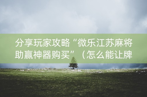 分享玩家攻略“微乐江苏麻将助赢神器购买”（怎么能让牌好一点)
