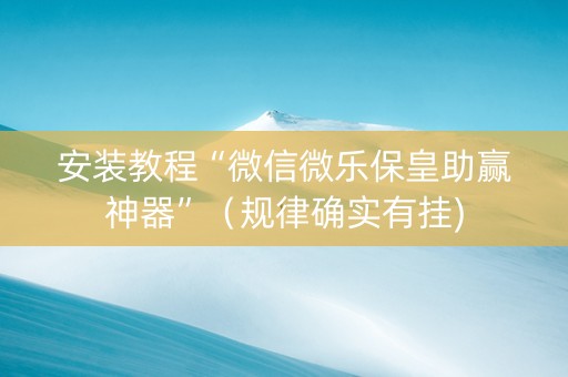 安装教程“微信微乐保皇助赢神器”（规律确实有挂)