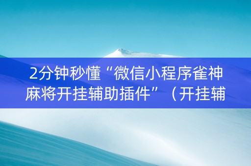 2分钟秒懂“微信小程序雀神麻将开挂辅助插件”（开挂辅助器脚本)