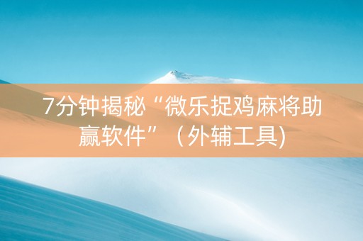 7分钟揭秘“微乐捉鸡麻将助赢软件”（外辅工具)