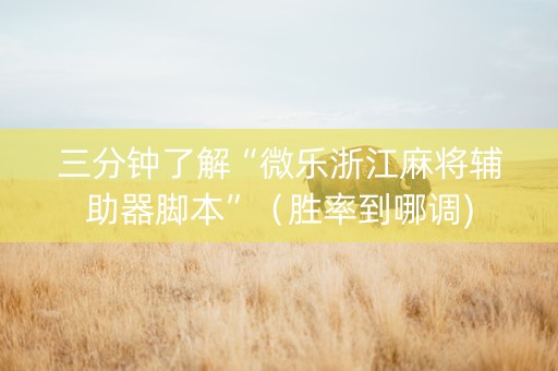 三分钟了解“微乐浙江麻将辅助器脚本”（胜率到哪调)
