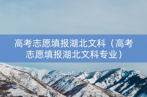 高考志愿填报湖北文科（高考志愿填报湖北文科专业）