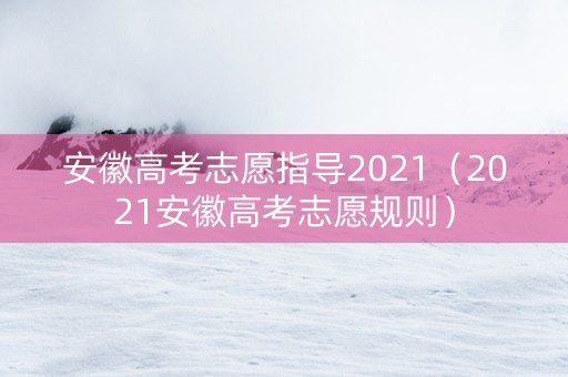 安徽高考志愿指导2021（2021安徽高考志愿规则）