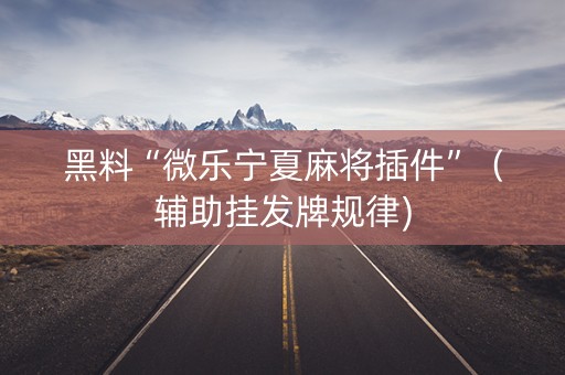 黑料“微乐宁夏麻将插件”（辅助挂发牌规律)
