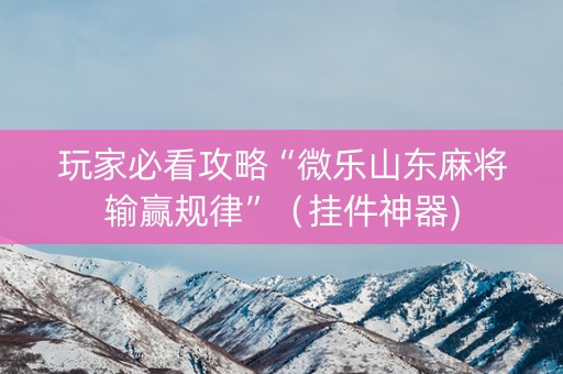 玩家必看攻略“微乐山东麻将输赢规律”（挂件神器)
