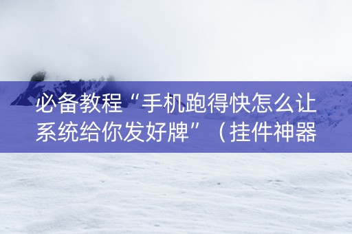 必备教程“手机跑得快怎么让系统给你发好牌”（挂件神器)