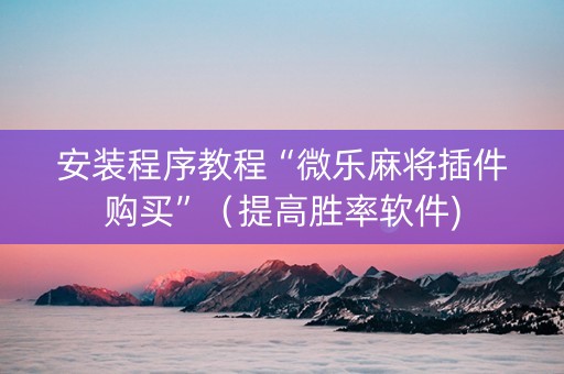 安装程序教程“微乐麻将插件购买”（提高胜率软件)