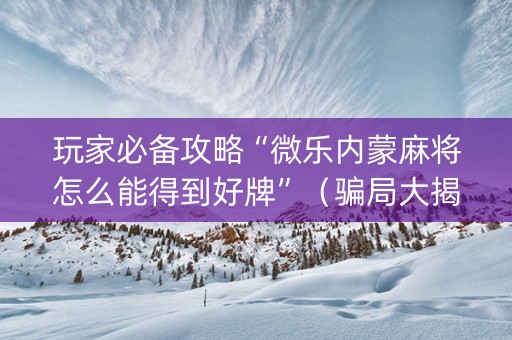 玩家必备攻略“微乐内蒙麻将怎么能得到好牌”（骗局大揭秘)