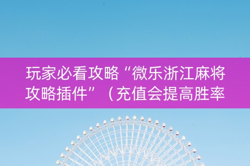玩家必看攻略“微乐浙江麻将攻略插件”（充值会提高胜率么)