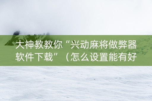 大神教教你“兴动麻将做弊器软件下载”（怎么设置能有好牌)