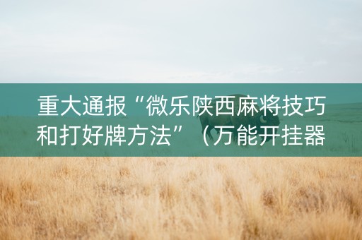 重大通报“微乐陕西麻将技巧和打好牌方法”（万能开挂器)
