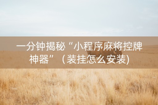 一分钟揭秘“小程序麻将控牌神器”（装挂怎么安装)