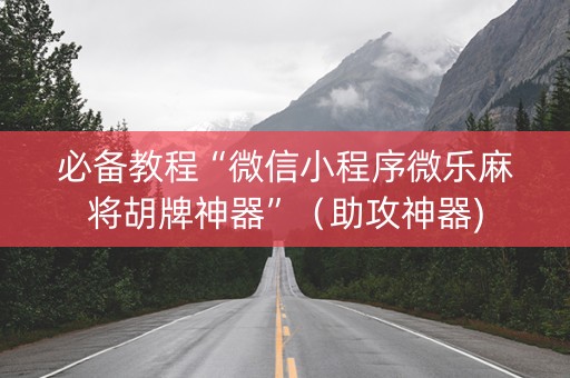 必备教程“微信小程序微乐麻将胡牌神器”（助攻神器)
