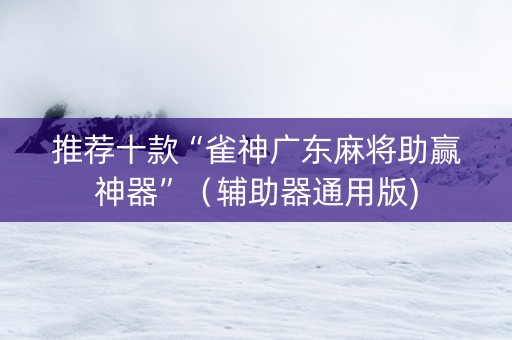 推荐十款“雀神广东麻将助赢神器”（辅助器通用版)