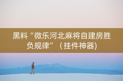 黑料“微乐河北麻将自建房胜负规律”（挂件神器)