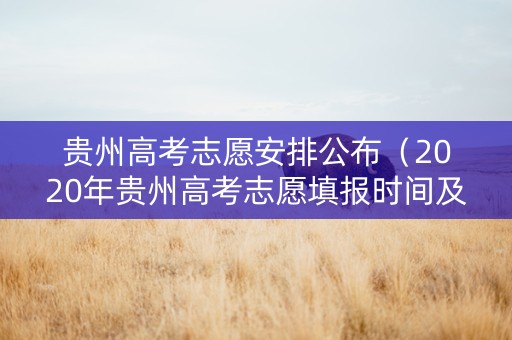 贵州高考志愿安排公布（2020年贵州高考志愿填报时间及入口）