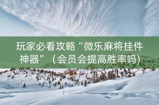 玩家必看攻略“微乐麻将挂件神器”（会员会提高胜率吗)