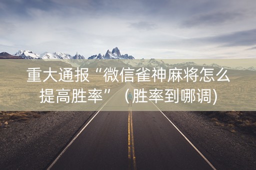 重大通报“微信雀神麻将怎么提高胜率”（胜率到哪调)