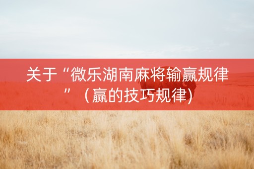 关于“微乐湖南麻将输赢规律”（赢的技巧规律)