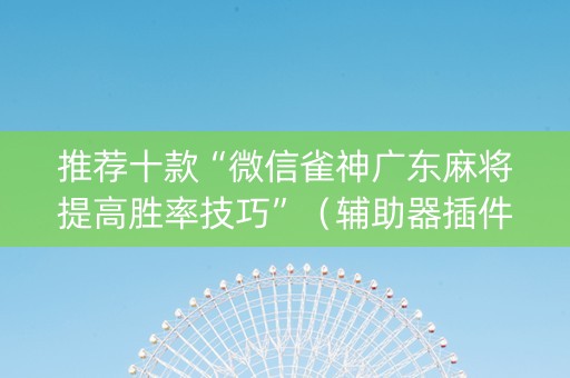 推荐十款“微信雀神广东麻将提高胜率技巧”（辅助器插件)