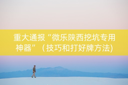重大通报“微乐陕西挖坑专用神器”（技巧和打好牌方法)
