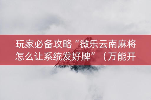 玩家必备攻略“微乐云南麻将怎么让系统发好牌”（万能开挂神器)