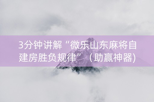 3分钟讲解“微乐山东麻将自建房胜负规律”（助赢神器)