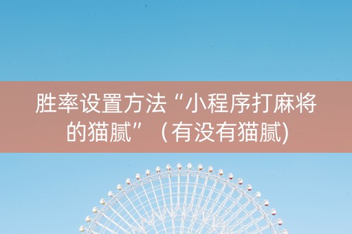 胜率设置方法“小程序打麻将的猫腻”（有没有猫腻)