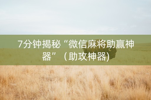 7分钟揭秘“微信麻将助赢神器”（助攻神器)