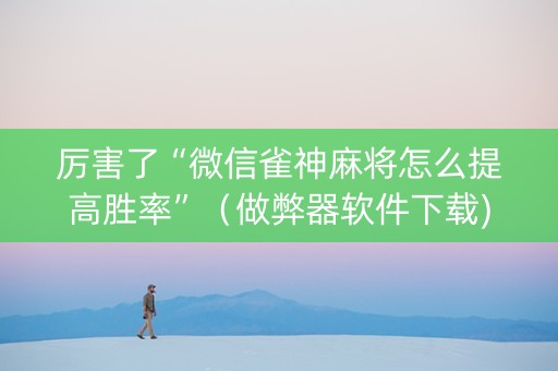 厉害了“微信雀神麻将怎么提高胜率”（做弊器软件下载)