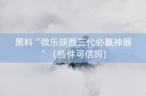 黑料“微乐陕西三代必赢神器”（插件可信吗)