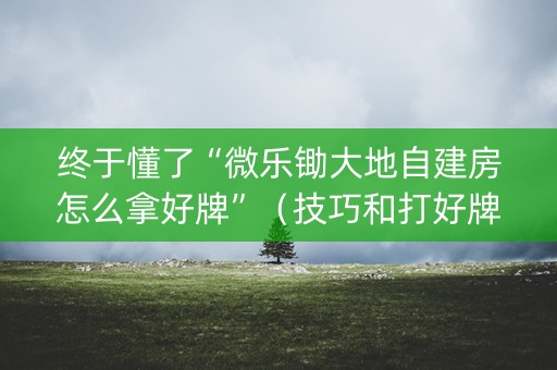 终于懂了“微乐锄大地自建房怎么拿好牌”（技巧和打好牌方法)