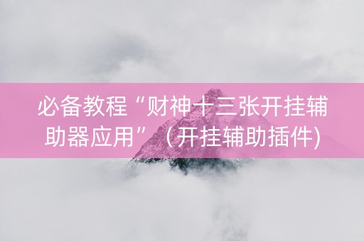 必备教程“财神十三张开挂辅助器应用”（开挂辅助插件)
