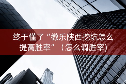 终于懂了“微乐陕西挖坑怎么提高胜率”（怎么调胜率)