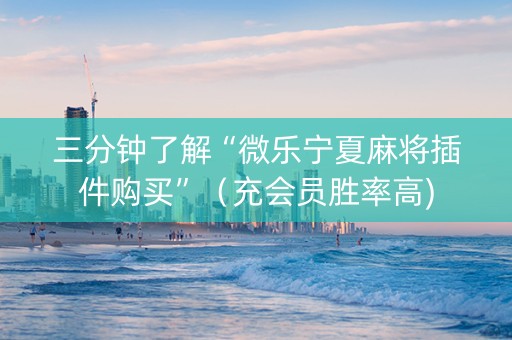 三分钟了解“微乐宁夏麻将插件购买”（充会员胜率高)