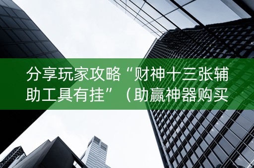分享玩家攻略“财神十三张辅助工具有挂”（助赢神器购买)