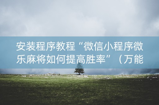 安装程序教程“微信小程序微乐麻将如何提高胜率”（万能开挂神器)
