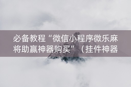 必备教程“微信小程序微乐麻将助赢神器购买”（挂件神器)