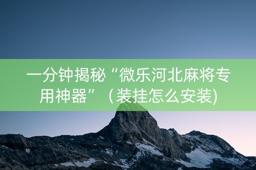 一分钟揭秘“微乐河北麻将专用神器”（装挂怎么安装)