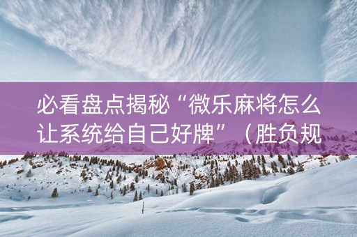 必看盘点揭秘“微乐麻将怎么让系统给自己好牌”（胜负规律拿好牌)