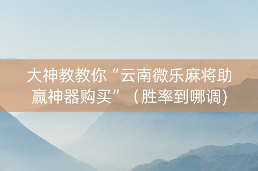 大神教教你“云南微乐麻将助赢神器购买”（胜率到哪调)