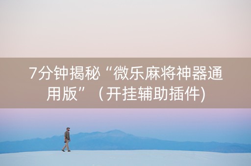 7分钟揭秘“微乐麻将神器通用版”（开挂辅助插件)