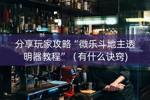 分享玩家攻略“微乐斗地主透明器教程”（有什么诀窍)