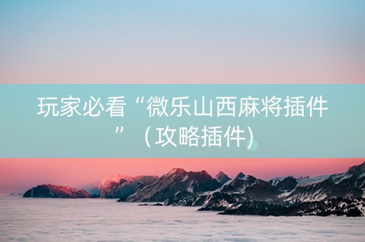 玩家必看“微乐山西麻将插件”（攻略插件)