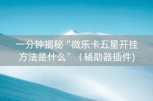 一分钟揭秘“微乐卡五星开挂方法是什么”（辅助器插件)